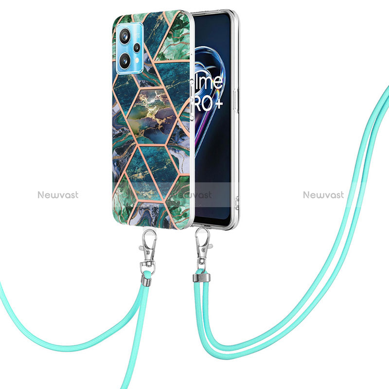 Silicone Candy Rubber Gel Fashionable Pattern Soft Case Cover with Lanyard Strap Y04B for Realme 9 Pro+ Plus 5G