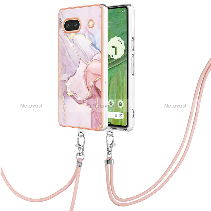 Silicone Candy Rubber Gel Fashionable Pattern Soft Case Cover with Lanyard Strap Y05B for Google Pixel 7a 5G