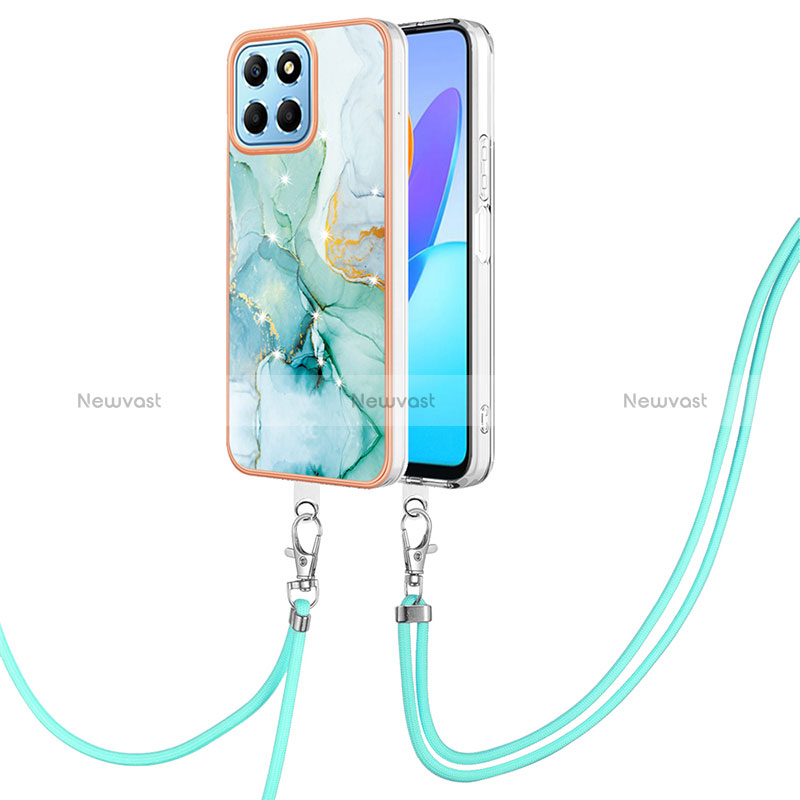 Silicone Candy Rubber Gel Fashionable Pattern Soft Case Cover with Lanyard Strap Y05B for Huawei Honor 70 Lite 5G