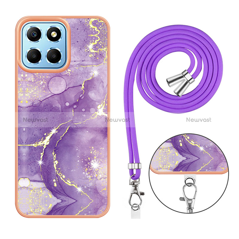 Silicone Candy Rubber Gel Fashionable Pattern Soft Case Cover with Lanyard Strap Y05B for Huawei Honor 70 Lite 5G