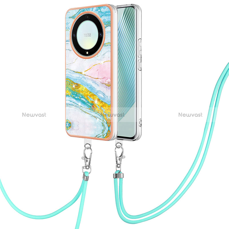 Silicone Candy Rubber Gel Fashionable Pattern Soft Case Cover with Lanyard Strap Y05B for Huawei Honor Magic5 Lite 5G