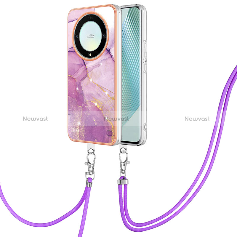 Silicone Candy Rubber Gel Fashionable Pattern Soft Case Cover with Lanyard Strap Y05B for Huawei Honor Magic5 Lite 5G