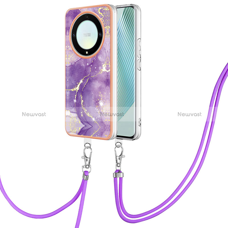 Silicone Candy Rubber Gel Fashionable Pattern Soft Case Cover with Lanyard Strap Y05B for Huawei Honor Magic5 Lite 5G