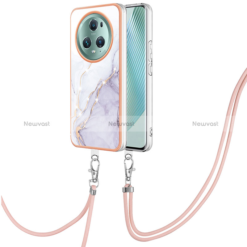 Silicone Candy Rubber Gel Fashionable Pattern Soft Case Cover with Lanyard Strap Y05B for Huawei Honor Magic5 Pro 5G