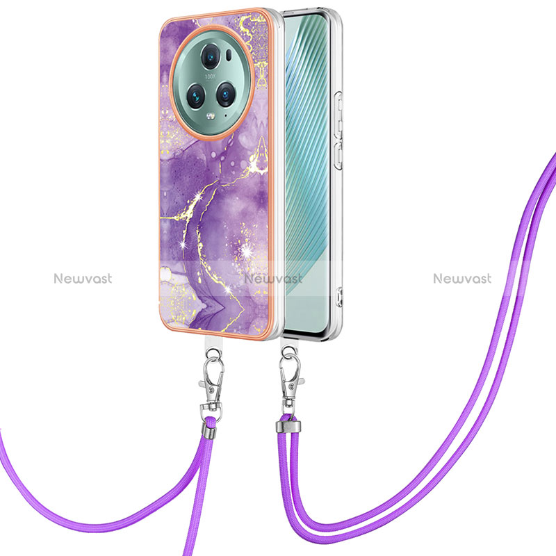 Silicone Candy Rubber Gel Fashionable Pattern Soft Case Cover with Lanyard Strap Y05B for Huawei Honor Magic5 Pro 5G