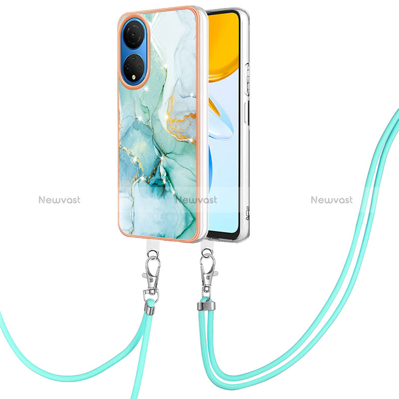 Silicone Candy Rubber Gel Fashionable Pattern Soft Case Cover with Lanyard Strap Y05B for Huawei Honor X7