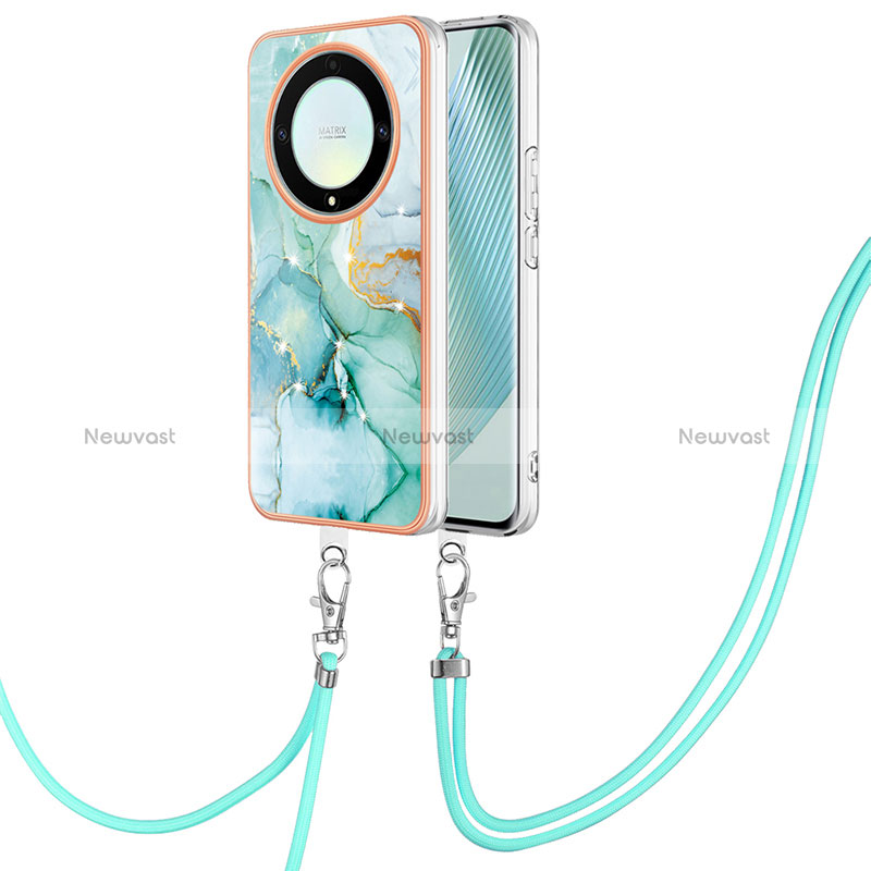 Silicone Candy Rubber Gel Fashionable Pattern Soft Case Cover with Lanyard Strap Y05B for Huawei Honor X9a 5G