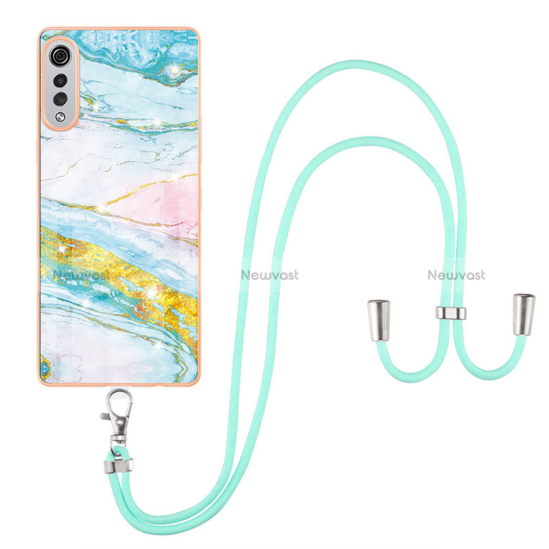 Silicone Candy Rubber Gel Fashionable Pattern Soft Case Cover with Lanyard Strap Y05B for LG Velvet 5G