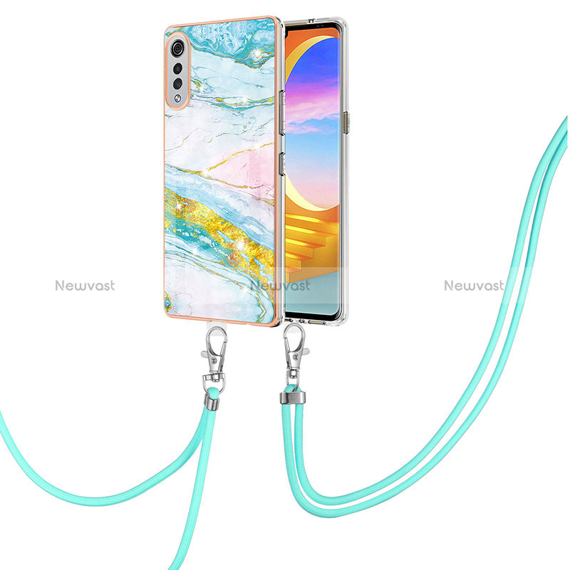 Silicone Candy Rubber Gel Fashionable Pattern Soft Case Cover with Lanyard Strap Y05B for LG Velvet 5G