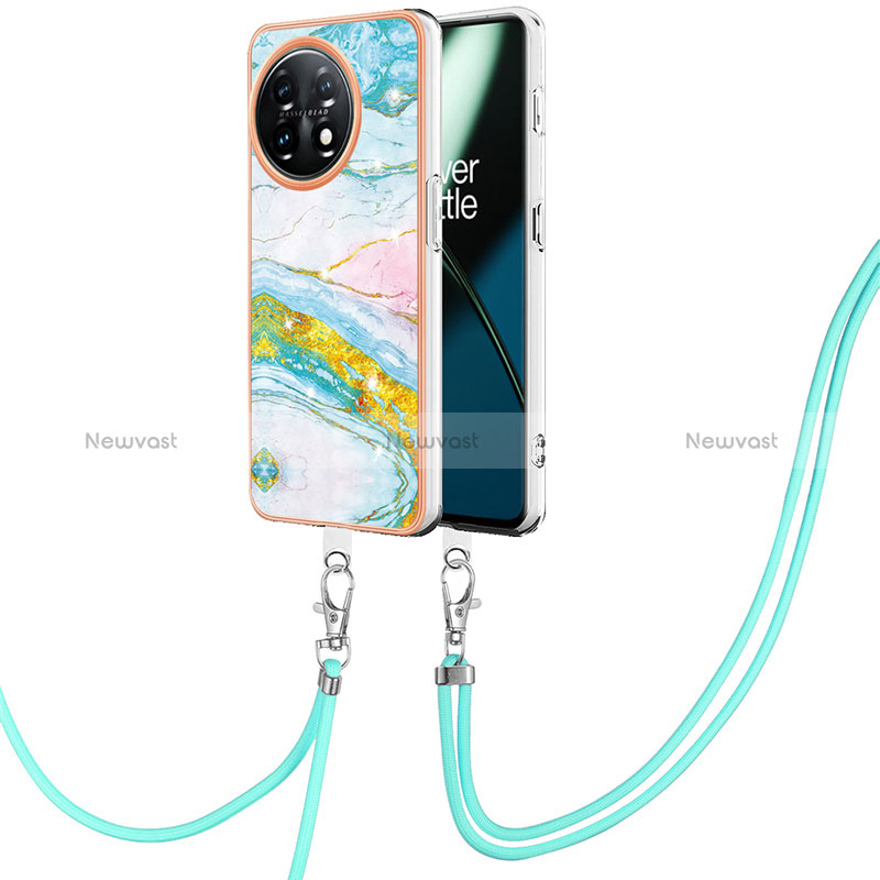 Silicone Candy Rubber Gel Fashionable Pattern Soft Case Cover with Lanyard Strap Y05B for OnePlus 11 5G Colorful