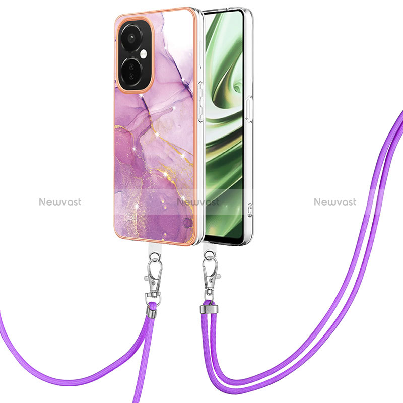 Silicone Candy Rubber Gel Fashionable Pattern Soft Case Cover with Lanyard Strap Y05B for OnePlus Nord CE 3 5G