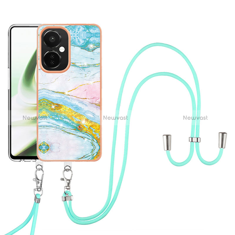 Silicone Candy Rubber Gel Fashionable Pattern Soft Case Cover with Lanyard Strap Y05B for OnePlus Nord CE 3 5G