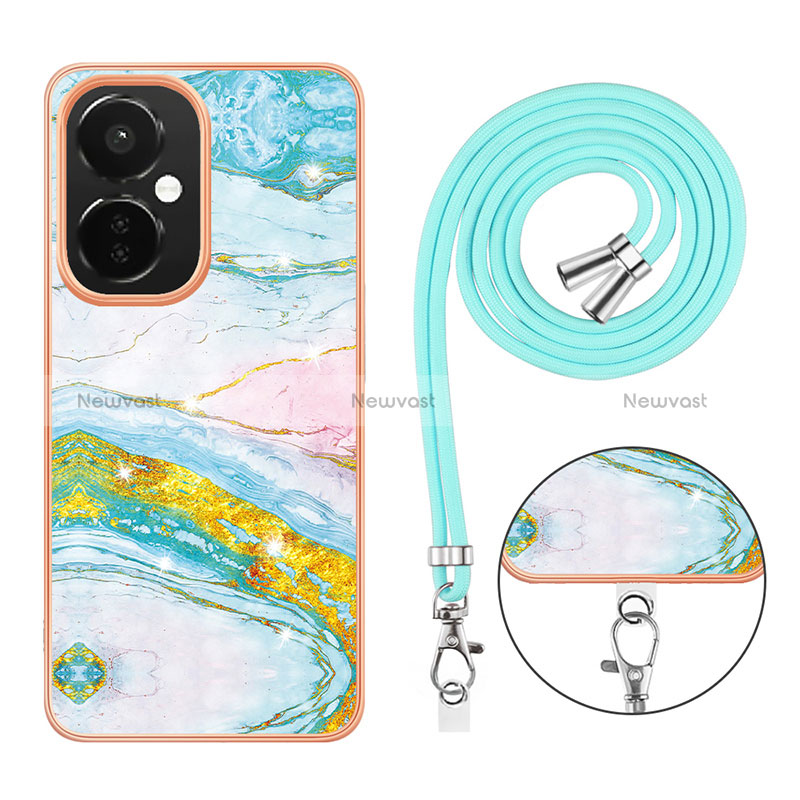 Silicone Candy Rubber Gel Fashionable Pattern Soft Case Cover with Lanyard Strap Y05B for OnePlus Nord CE 3 Lite 5G