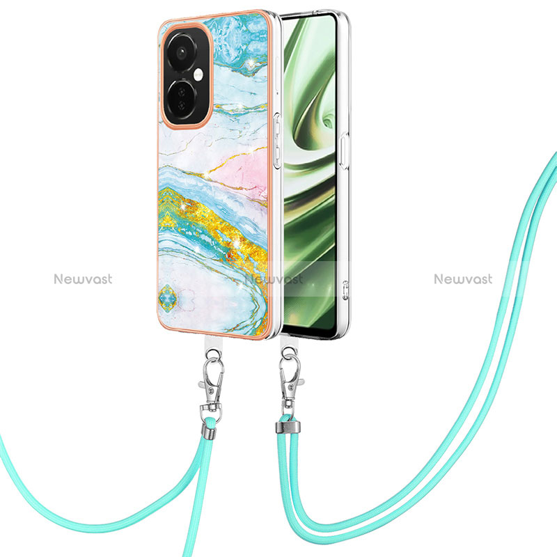 Silicone Candy Rubber Gel Fashionable Pattern Soft Case Cover with Lanyard Strap Y05B for OnePlus Nord CE 3 Lite 5G