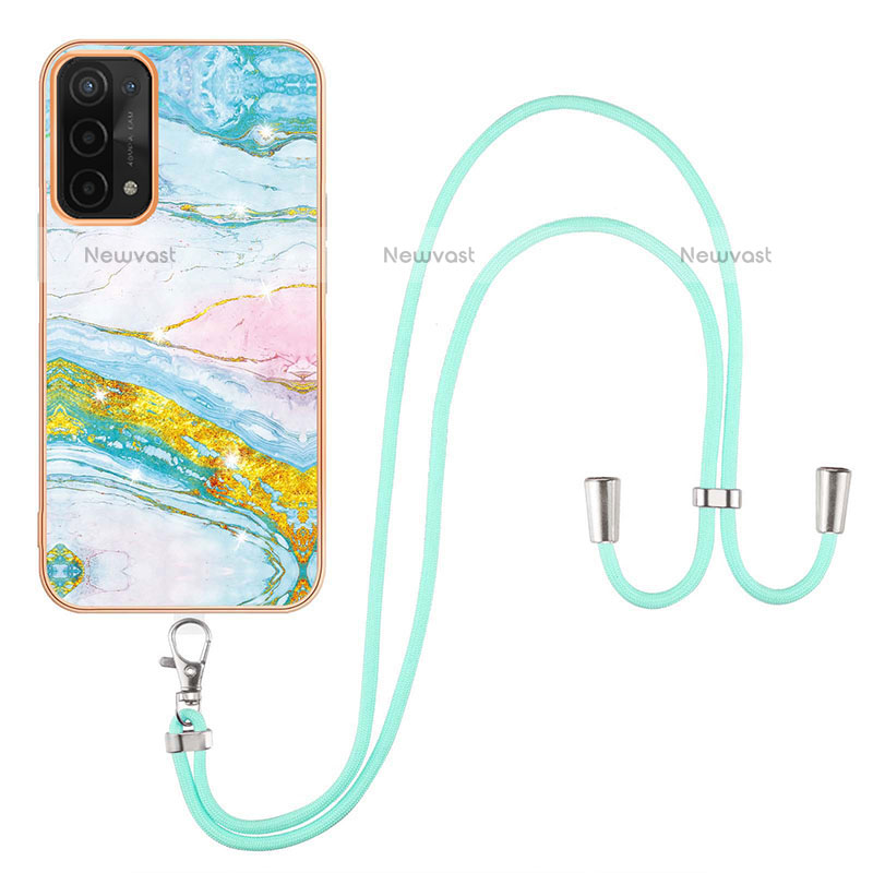 Silicone Candy Rubber Gel Fashionable Pattern Soft Case Cover with Lanyard Strap Y05B for OnePlus Nord N200 5G