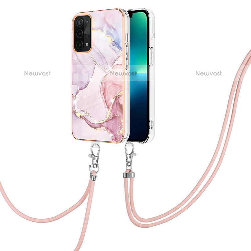 Silicone Candy Rubber Gel Fashionable Pattern Soft Case Cover with Lanyard Strap Y05B for Oppo A93 5G