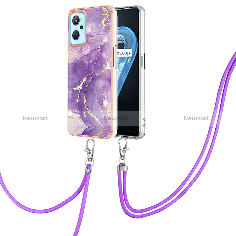 Silicone Candy Rubber Gel Fashionable Pattern Soft Case Cover with Lanyard Strap Y05B for Oppo A96 4G