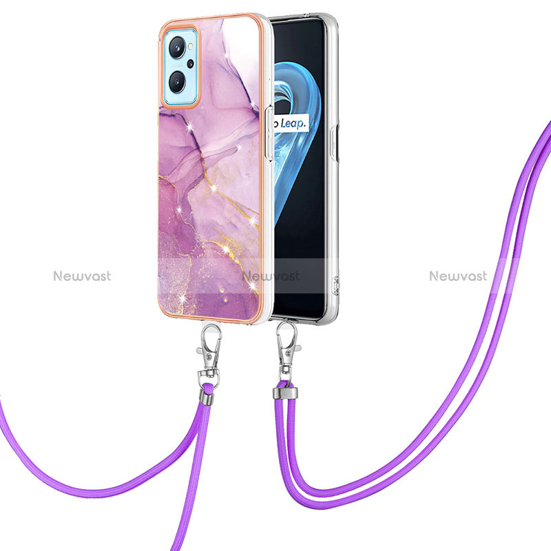 Silicone Candy Rubber Gel Fashionable Pattern Soft Case Cover with Lanyard Strap Y05B for Oppo A96 4G