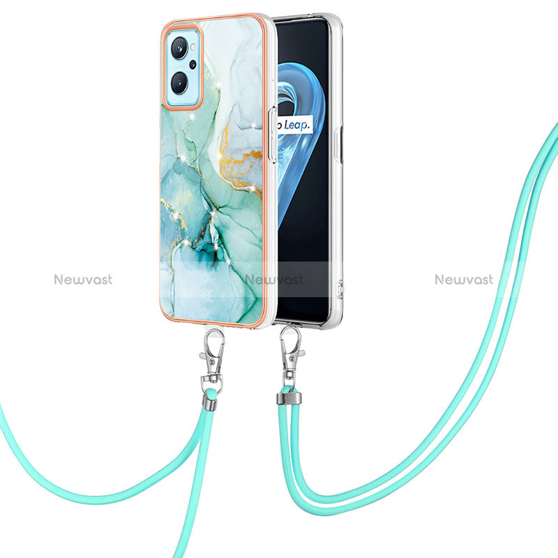 Silicone Candy Rubber Gel Fashionable Pattern Soft Case Cover with Lanyard Strap Y05B for Oppo A96 4G