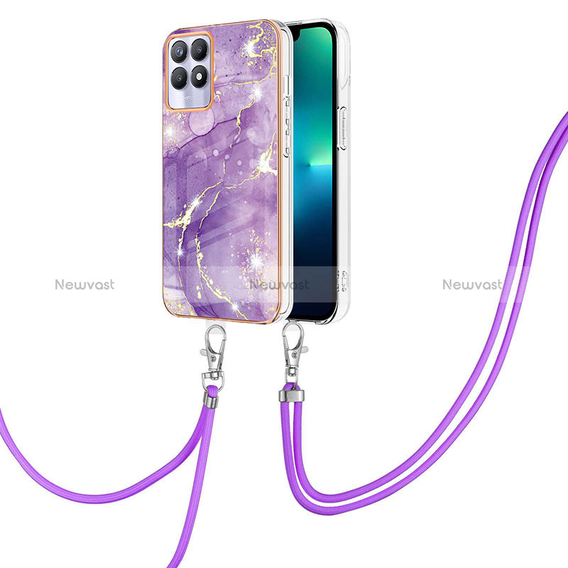 Silicone Candy Rubber Gel Fashionable Pattern Soft Case Cover with Lanyard Strap Y05B for Realme 8i