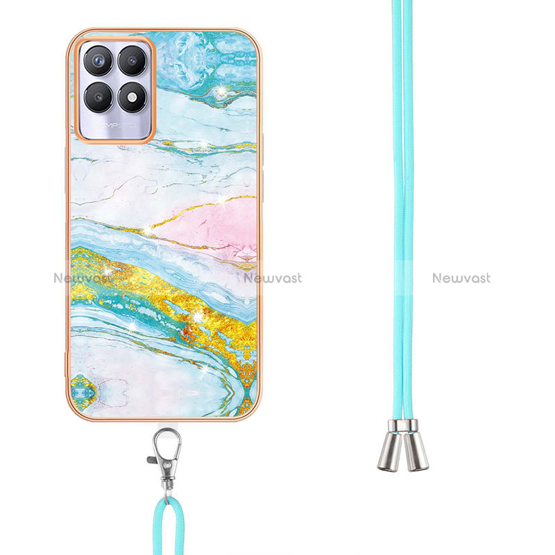 Silicone Candy Rubber Gel Fashionable Pattern Soft Case Cover with Lanyard Strap Y05B for Realme 8i