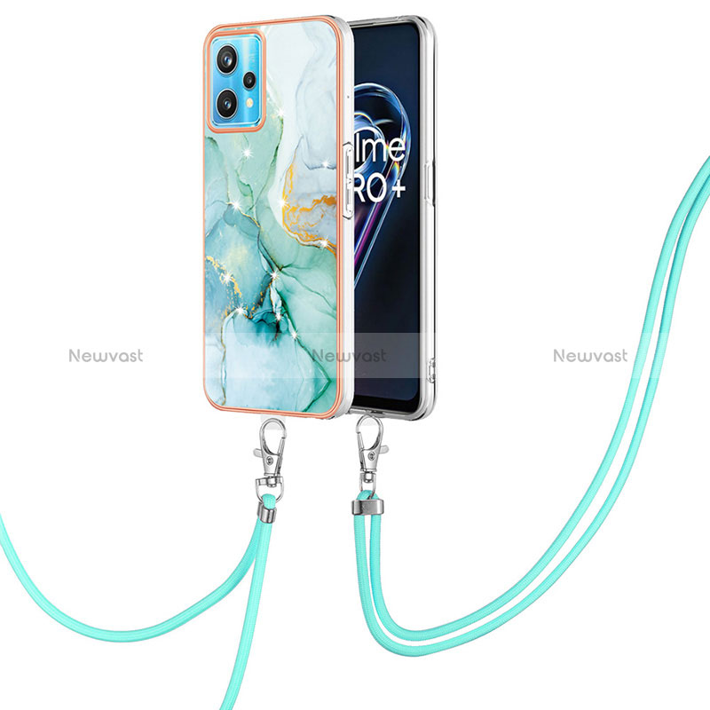 Silicone Candy Rubber Gel Fashionable Pattern Soft Case Cover with Lanyard Strap Y05B for Realme 9 5G