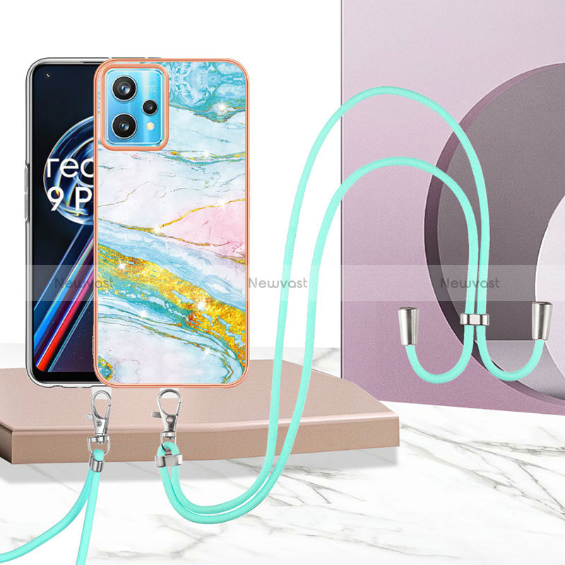 Silicone Candy Rubber Gel Fashionable Pattern Soft Case Cover with Lanyard Strap Y05B for Realme 9 5G