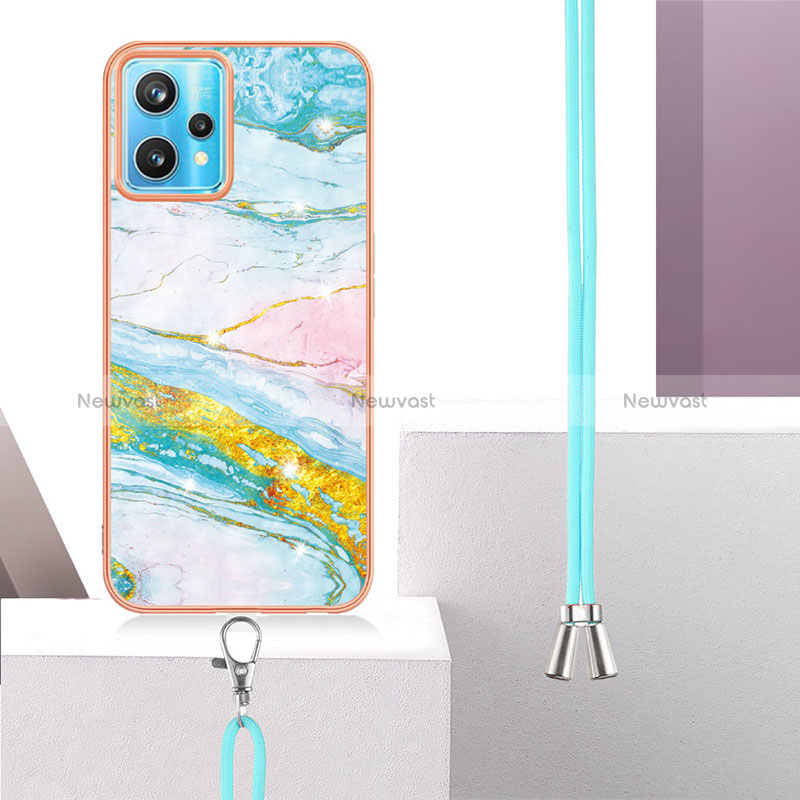 Silicone Candy Rubber Gel Fashionable Pattern Soft Case Cover with Lanyard Strap Y05B for Realme 9 5G