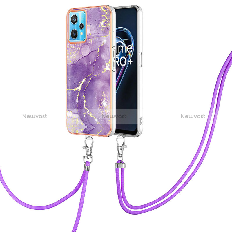 Silicone Candy Rubber Gel Fashionable Pattern Soft Case Cover with Lanyard Strap Y05B for Realme 9 Pro 5G