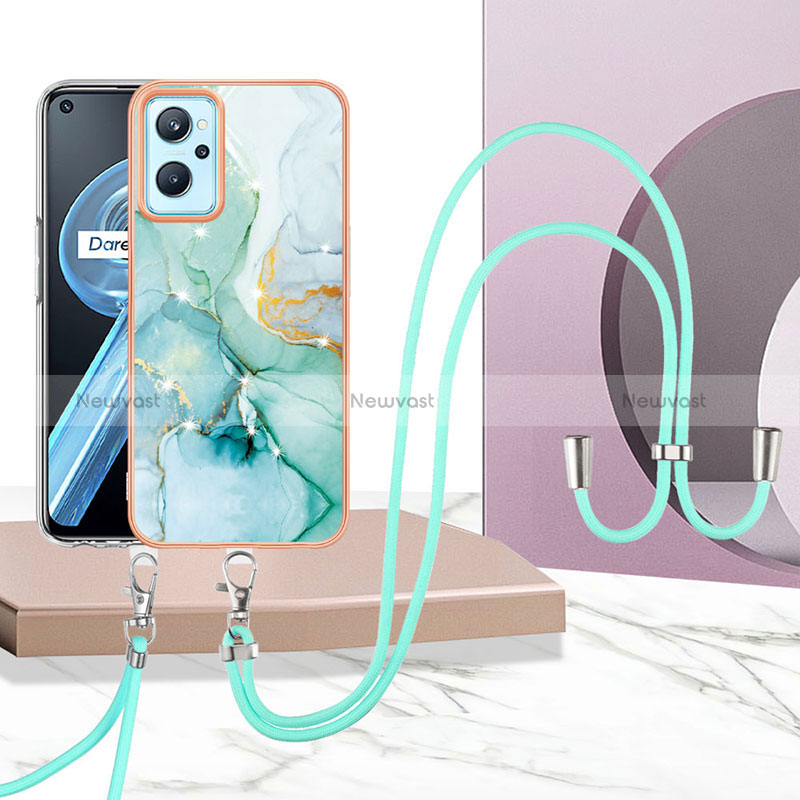 Silicone Candy Rubber Gel Fashionable Pattern Soft Case Cover with Lanyard Strap Y05B for Realme 9i 4G