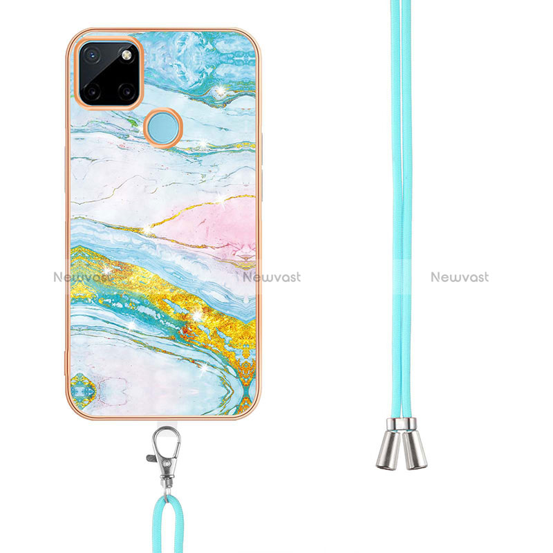 Silicone Candy Rubber Gel Fashionable Pattern Soft Case Cover with Lanyard Strap Y05B for Realme C21Y