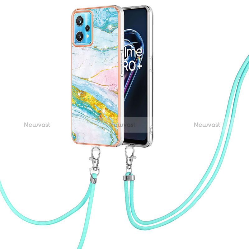 Silicone Candy Rubber Gel Fashionable Pattern Soft Case Cover with Lanyard Strap Y05B for Realme Narzo 50 Pro 5G Colorful