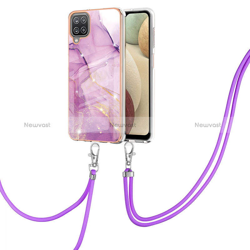 Silicone Candy Rubber Gel Fashionable Pattern Soft Case Cover with Lanyard Strap Y05B for Samsung Galaxy A12 5G