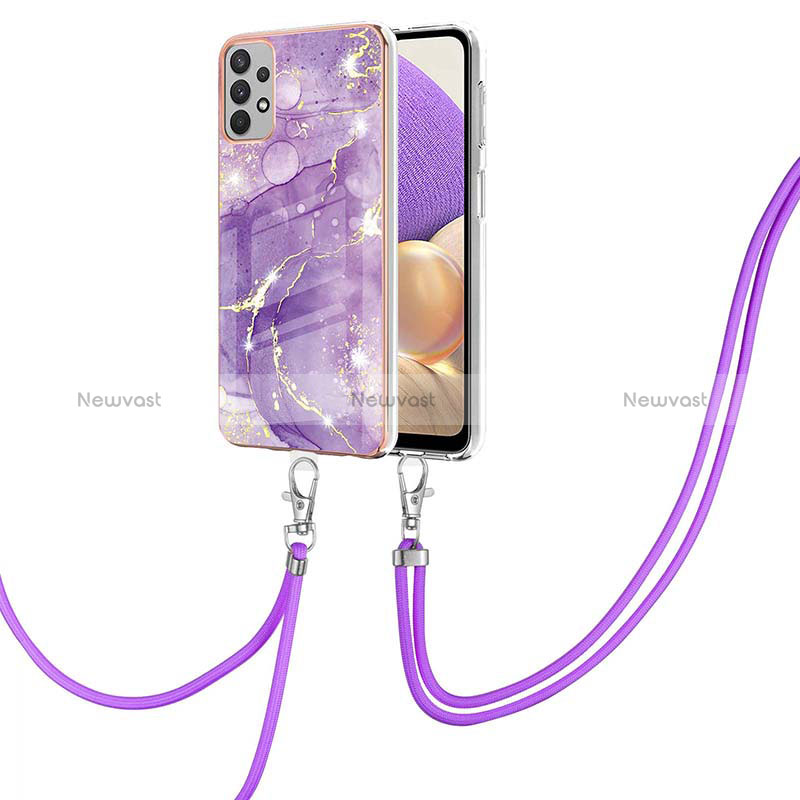 Silicone Candy Rubber Gel Fashionable Pattern Soft Case Cover with Lanyard Strap Y05B for Samsung Galaxy A13 4G