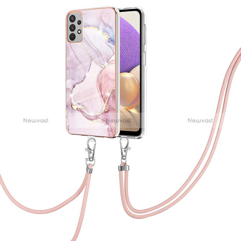 Silicone Candy Rubber Gel Fashionable Pattern Soft Case Cover with Lanyard Strap Y05B for Samsung Galaxy A13 4G