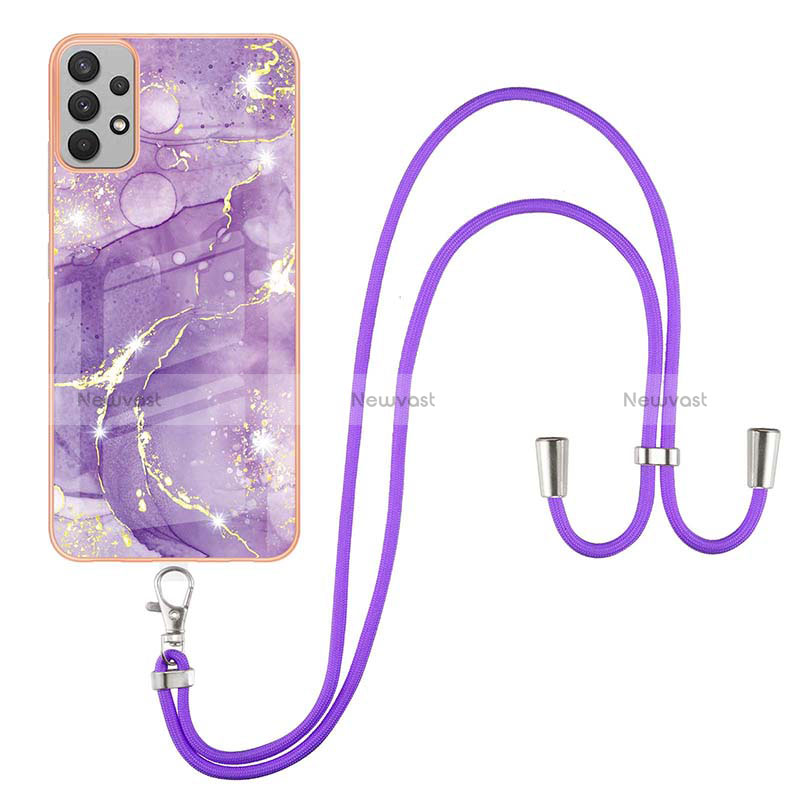 Silicone Candy Rubber Gel Fashionable Pattern Soft Case Cover with Lanyard Strap Y05B for Samsung Galaxy A13 4G