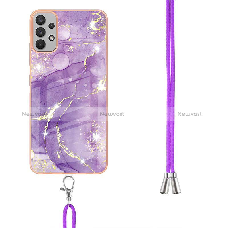 Silicone Candy Rubber Gel Fashionable Pattern Soft Case Cover with Lanyard Strap Y05B for Samsung Galaxy A13 4G