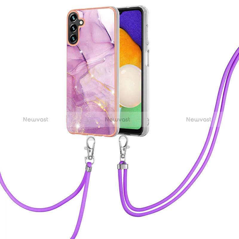 Silicone Candy Rubber Gel Fashionable Pattern Soft Case Cover with Lanyard Strap Y05B for Samsung Galaxy A13 5G