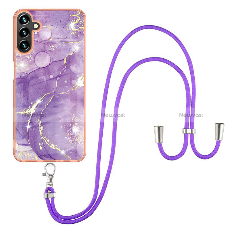 Silicone Candy Rubber Gel Fashionable Pattern Soft Case Cover with Lanyard Strap Y05B for Samsung Galaxy A13 5G