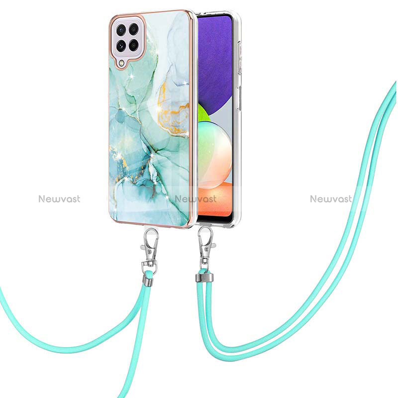 Silicone Candy Rubber Gel Fashionable Pattern Soft Case Cover with Lanyard Strap Y05B for Samsung Galaxy A22 4G