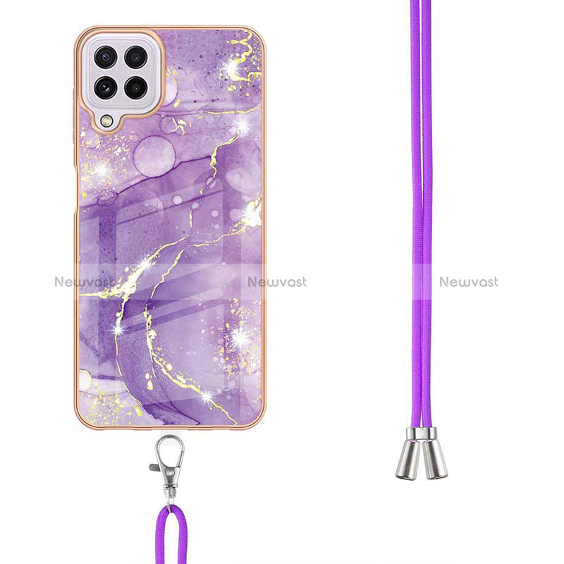 Silicone Candy Rubber Gel Fashionable Pattern Soft Case Cover with Lanyard Strap Y05B for Samsung Galaxy A22 4G