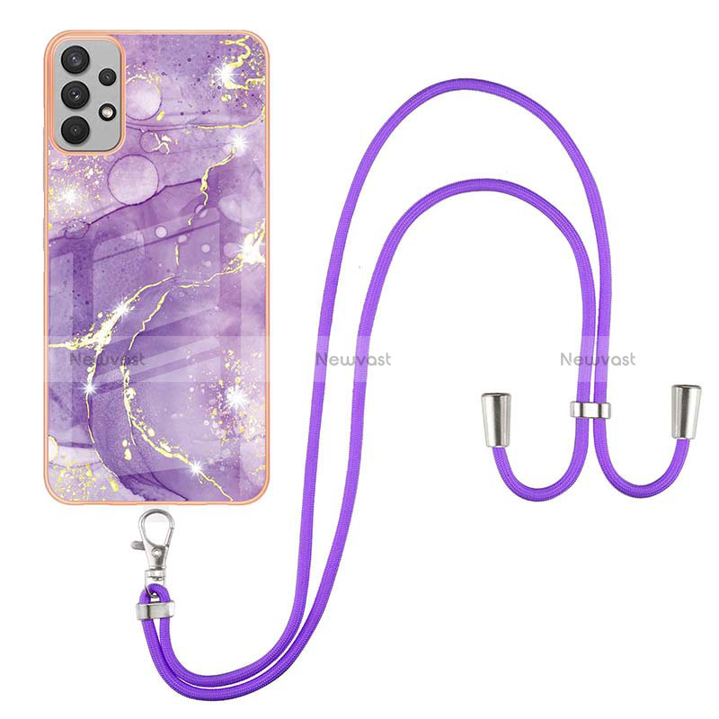 Silicone Candy Rubber Gel Fashionable Pattern Soft Case Cover with Lanyard Strap Y05B for Samsung Galaxy A23 4G