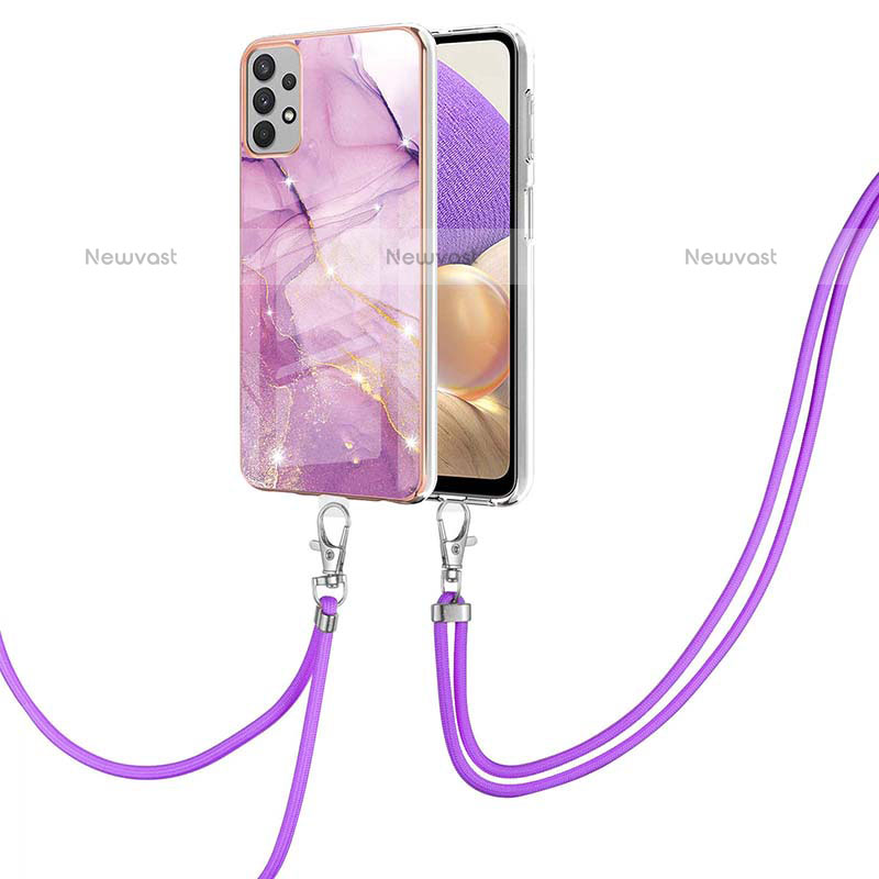 Silicone Candy Rubber Gel Fashionable Pattern Soft Case Cover with Lanyard Strap Y05B for Samsung Galaxy A23 5G