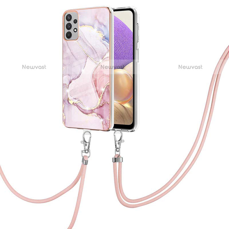 Silicone Candy Rubber Gel Fashionable Pattern Soft Case Cover with Lanyard Strap Y05B for Samsung Galaxy A23 5G