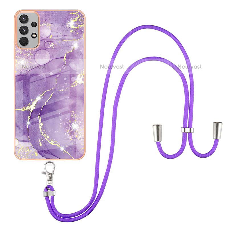 Silicone Candy Rubber Gel Fashionable Pattern Soft Case Cover with Lanyard Strap Y05B for Samsung Galaxy A23 5G