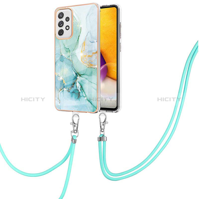 Silicone Candy Rubber Gel Fashionable Pattern Soft Case Cover with Lanyard Strap Y05B for Samsung Galaxy A72 4G