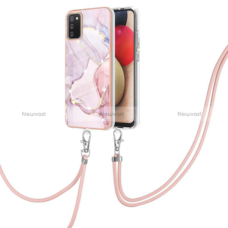 Silicone Candy Rubber Gel Fashionable Pattern Soft Case Cover with Lanyard Strap Y05B for Samsung Galaxy F02S SM-E025F