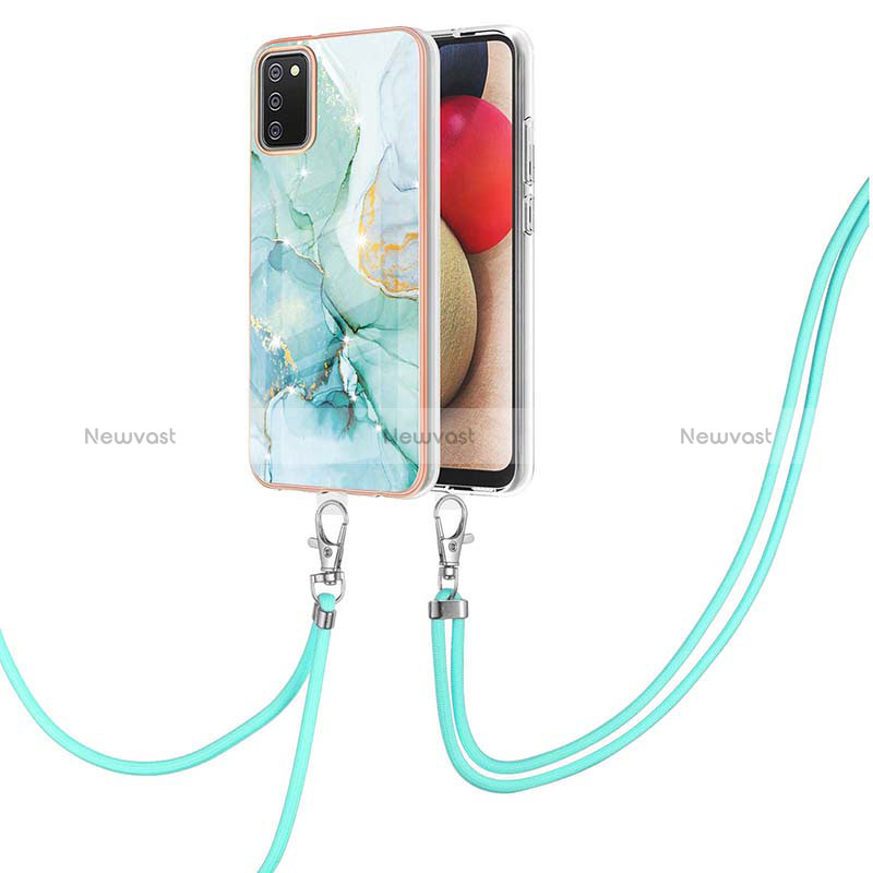 Silicone Candy Rubber Gel Fashionable Pattern Soft Case Cover with Lanyard Strap Y05B for Samsung Galaxy F02S SM-E025F