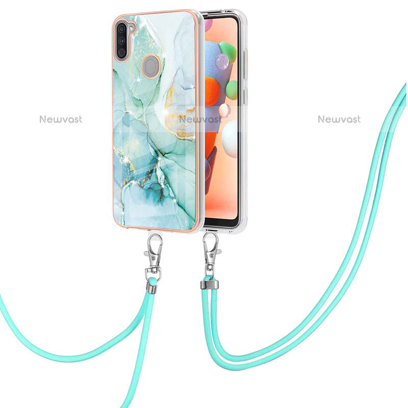 Silicone Candy Rubber Gel Fashionable Pattern Soft Case Cover with Lanyard Strap Y05B for Samsung Galaxy M11