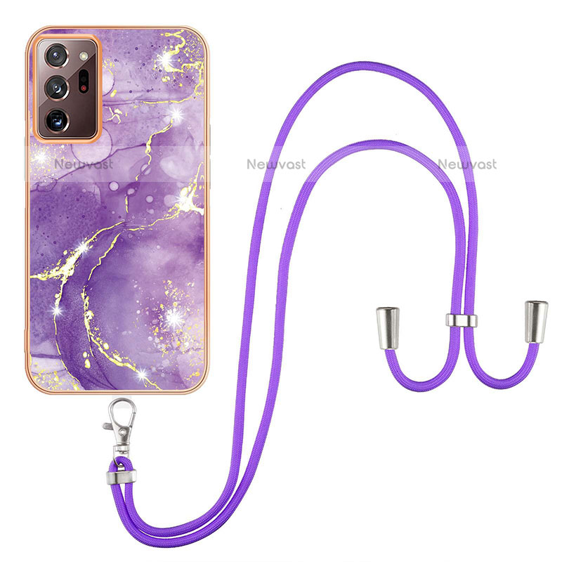 Silicone Candy Rubber Gel Fashionable Pattern Soft Case Cover with Lanyard Strap Y05B for Samsung Galaxy Note 20 Ultra 5G